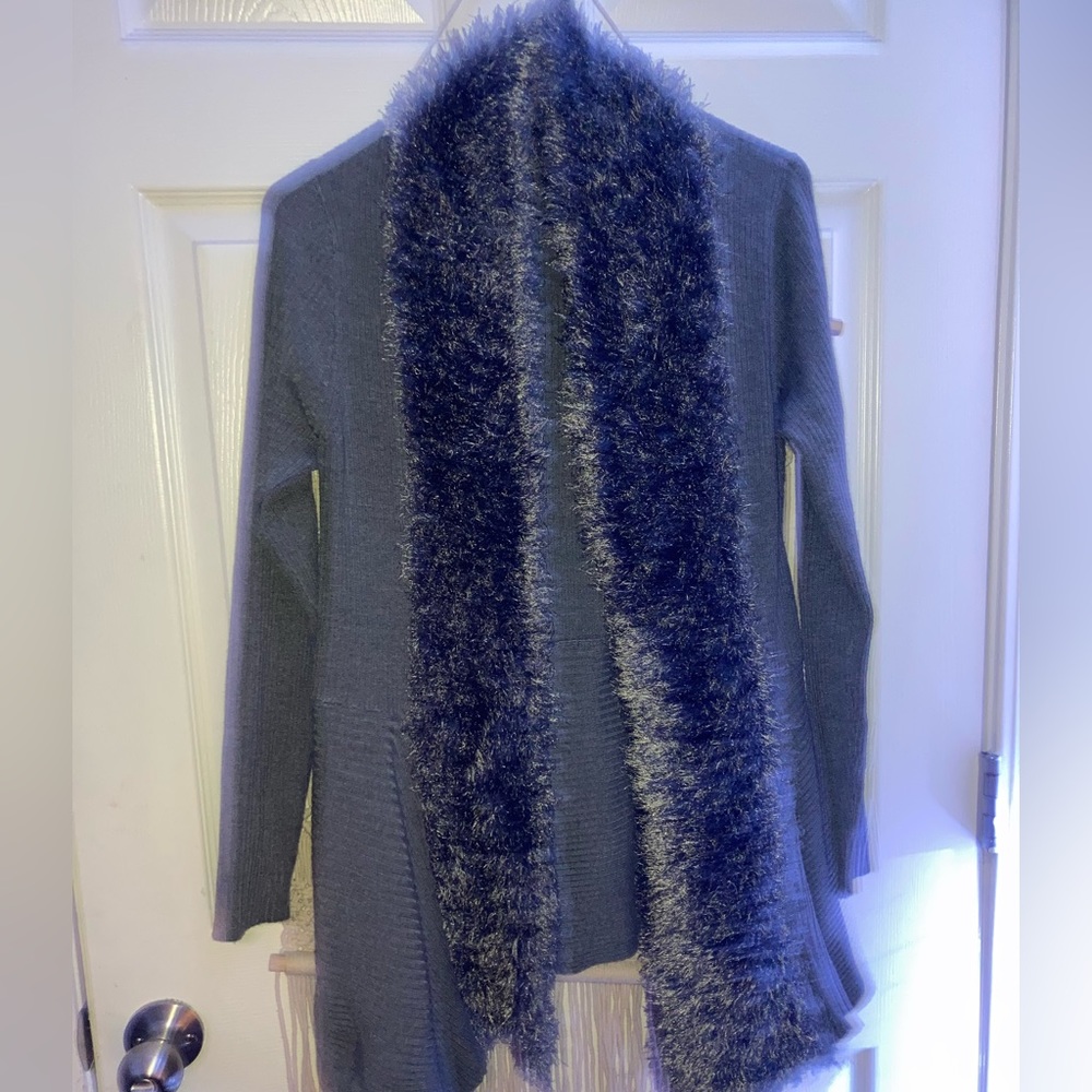 Investments ruffled trim vest, sweater
